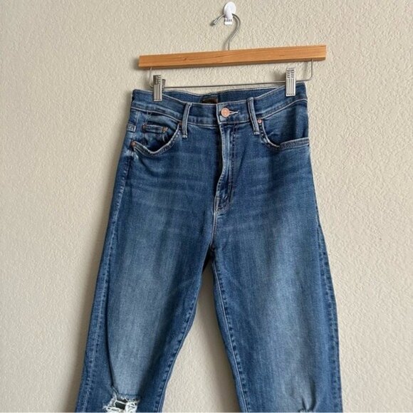 MOTHER The Insider Crop Step ChewJeans 27 Dancing On Coals Blue - Picture 7 of 16